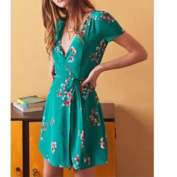 silk wrap dress green